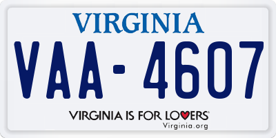 VA license plate VAA4607