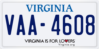 VA license plate VAA4608