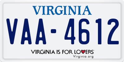 VA license plate VAA4612