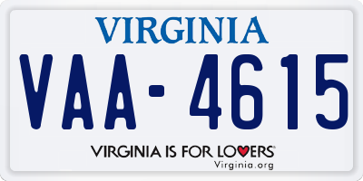 VA license plate VAA4615