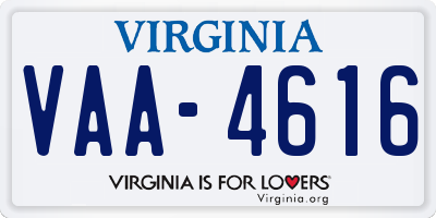 VA license plate VAA4616