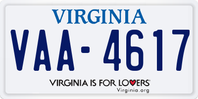 VA license plate VAA4617