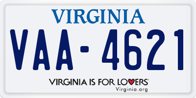 VA license plate VAA4621