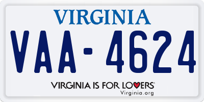 VA license plate VAA4624