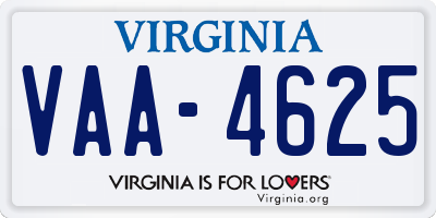 VA license plate VAA4625