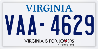 VA license plate VAA4629
