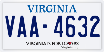 VA license plate VAA4632