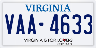 VA license plate VAA4633