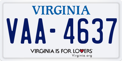 VA license plate VAA4637