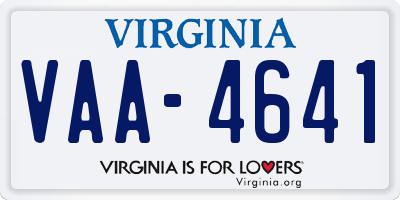 VA license plate VAA4641