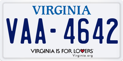 VA license plate VAA4642