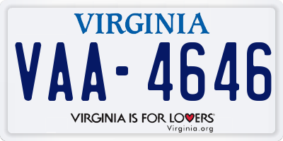 VA license plate VAA4646