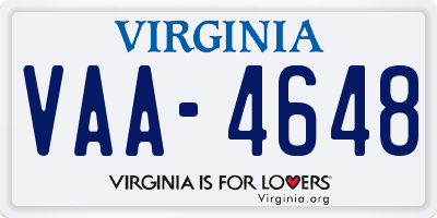 VA license plate VAA4648