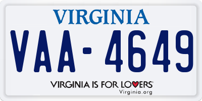 VA license plate VAA4649