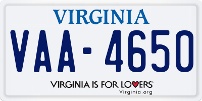 VA license plate VAA4650