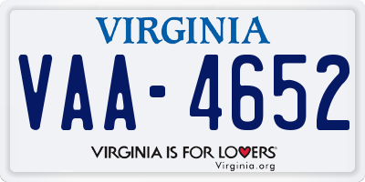 VA license plate VAA4652