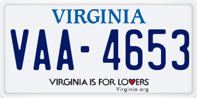 VA license plate VAA4653