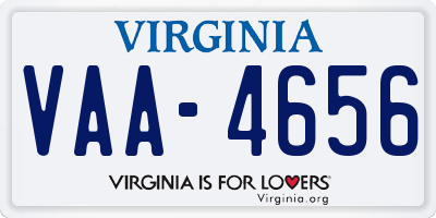 VA license plate VAA4656