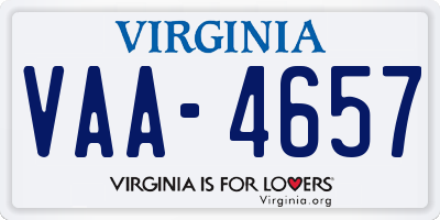 VA license plate VAA4657