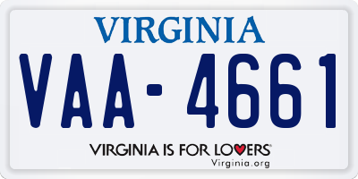 VA license plate VAA4661