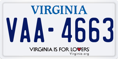 VA license plate VAA4663