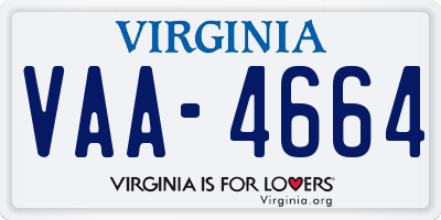 VA license plate VAA4664
