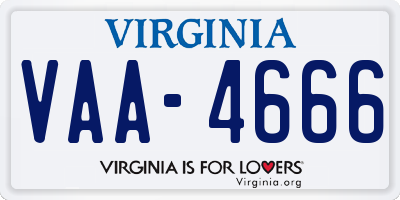 VA license plate VAA4666