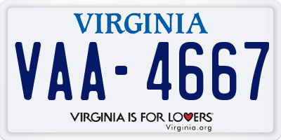 VA license plate VAA4667