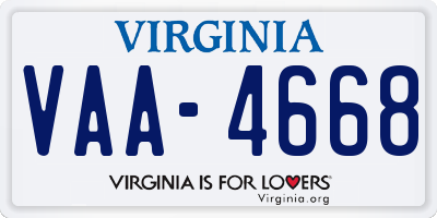 VA license plate VAA4668