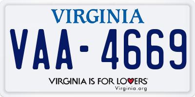 VA license plate VAA4669