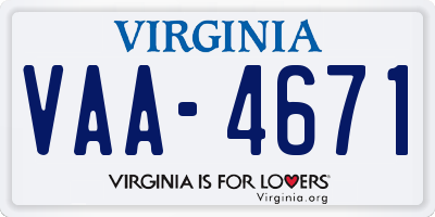 VA license plate VAA4671