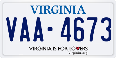 VA license plate VAA4673