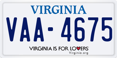 VA license plate VAA4675