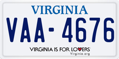 VA license plate VAA4676