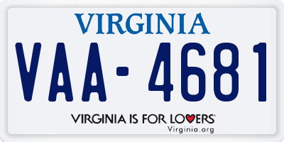 VA license plate VAA4681