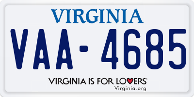 VA license plate VAA4685