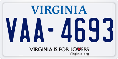 VA license plate VAA4693