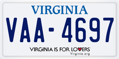 VA license plate VAA4697