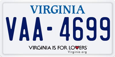 VA license plate VAA4699
