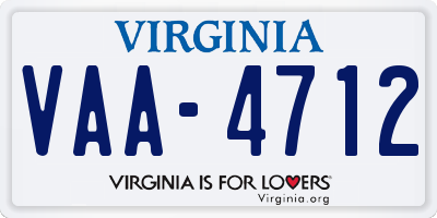 VA license plate VAA4712