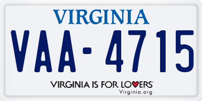 VA license plate VAA4715