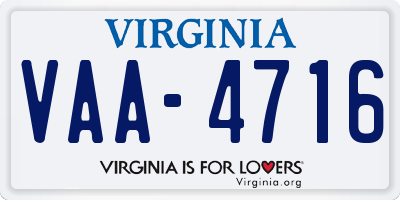 VA license plate VAA4716