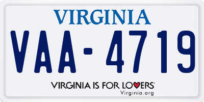 VA license plate VAA4719