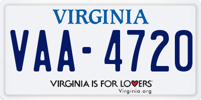 VA license plate VAA4720