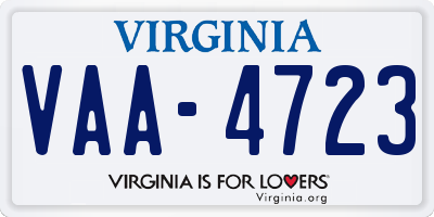 VA license plate VAA4723