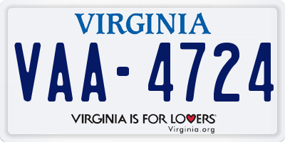 VA license plate VAA4724