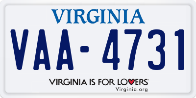 VA license plate VAA4731