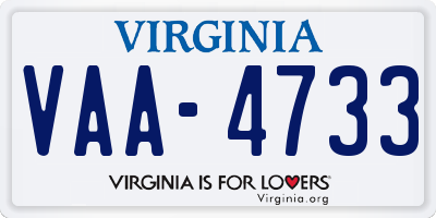 VA license plate VAA4733