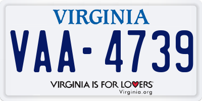 VA license plate VAA4739