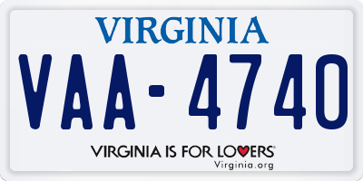 VA license plate VAA4740